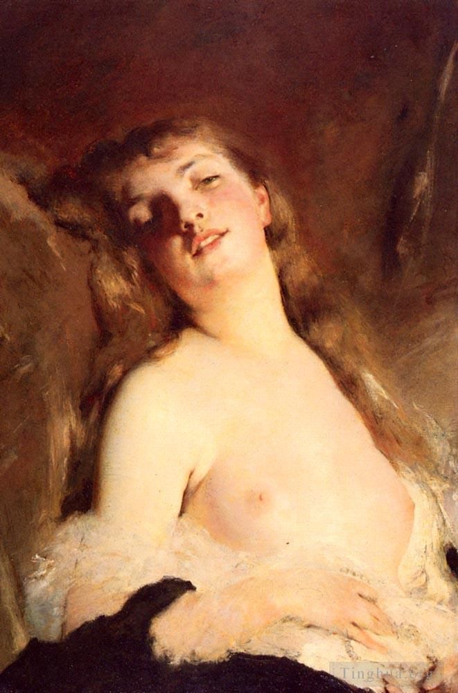 查尔斯·约书亚·卓别林 的油画作品 -  《一个年轻女孩的肖像》